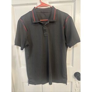 G/Fore G4 Line Up Performance Golf Polo Shirt Men's Medium Stretch Gray Red Blue